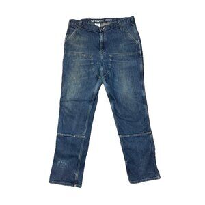 Carhartt Double Knee Pants Men 40x34 Dungaree Jean Blue Denim Carpenter